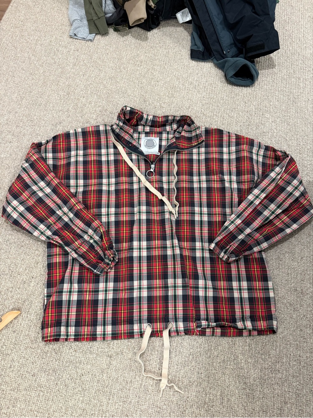 Urban outfitters plaid cotton quarter zip windbreaker jacket unisex xs